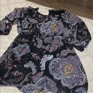 Express Paisley Print Dress - Black and Purple